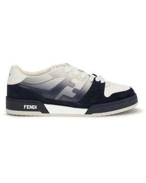 Fendi Calf Leather Bos Taurus Low Top Sneakers - Blue