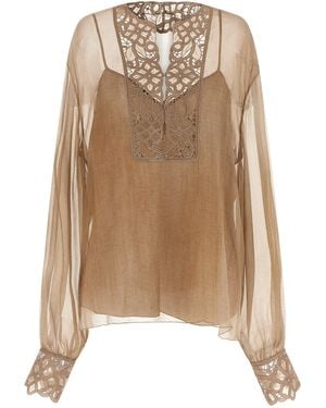 Ermanno Scervino Floral Carving Blouse - Natural