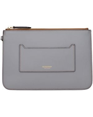 Burberry Leather Clutch Bag - Grey