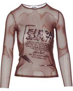 Jean Paul Gaultier Embroidered Long Sleeves Top - Brown