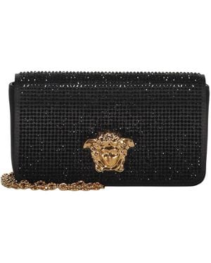 Versace Elegant Clutch With Golden Closure - Black