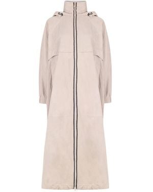 Brunello Cucinelli Light Leather Hooded Jacket - Natural
