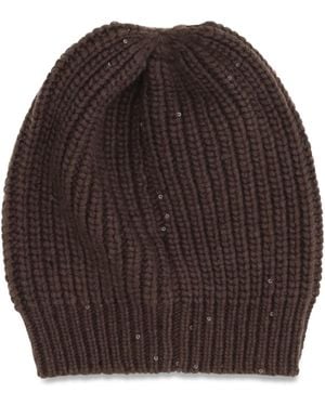 Brunello Cucinelli Cashmere Beanie Hat Silk; Kashmir/Capra Hircus E Hairbands - Brown