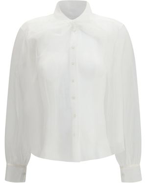 forte_forte Tulle Shirt With Sash Polyester - White