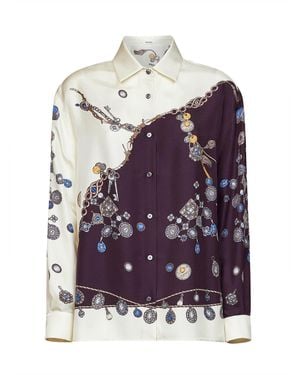 Versace Burgundy Printed Silk Twill Shirt - Purple