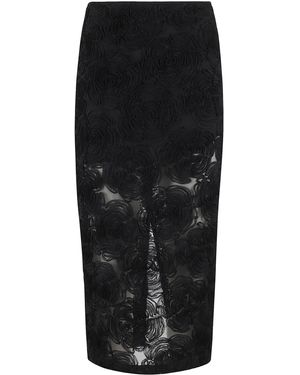 ROTATE BIRGER CHRISTENSEN Flower Mesh Pencil Skirt - Black