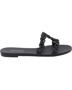 Aquazzura Infinity Chain Jelly Flat Sandals - Black