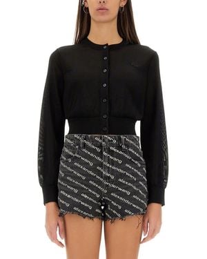 T By Alexander Wang Cropped Cardigan - Black