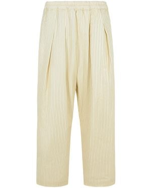 Maison Margiela Ivory Cotton Blend Trousers - Natural
