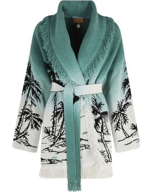 Alanui Wave Bloom Cardigan Cotone Poliammide Maglia - Green