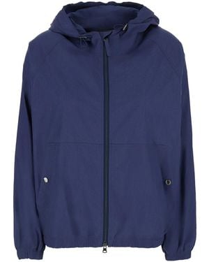 DUNST Summer Breeze Windbreaker Jacket With Front Zip And Hood Cotton Polyester For - Blue
