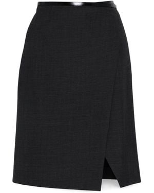 Philosophy Di Lorenzo Serafini Anthracite Virgin Wool Midi Skirt - Black