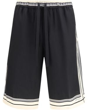 Dolce & Gabbana Drawstring Shorts Silk Bermuda - Black