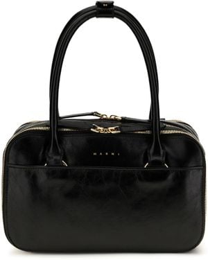 Marni Small Boxyne Handbag Calf Leather Bos Taurus Handbags - Black