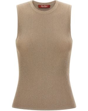 Max Mara Polyamide Sleeveles T-Shirt - Natural
