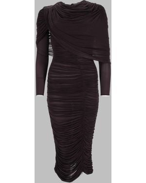 Magda Butrym Draped Dress With Cape Cupro - Black