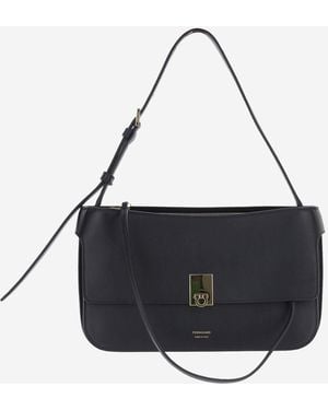 Ferragamo Leather Shoulder Bag Cara Calf - Black