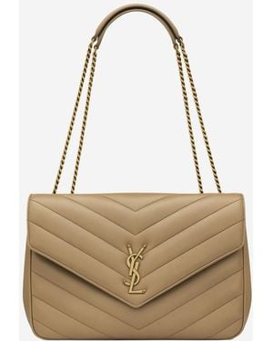 Saint Laurent Large Quilted Lamb Leather Bag Shoulder - Natural