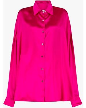 Dries Van Noten Chemise En Satin De Soie Stretch Fuchsia Shirt - Pink