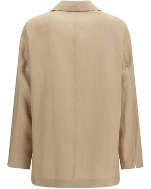 Lardini Single-Breasted Wool And Cotton Jacket Ovis Aries; Blazers & Vests - Natural