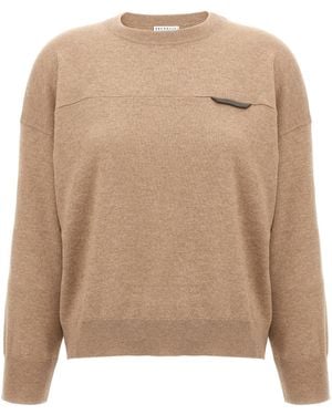 Brunello Cucinelli Monile Crop Jumper - Natural