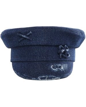 Ruslan Baginskiy Distressed Denim Baker Boy Hat - Blue