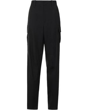 Bottega Veneta Wool Cargo Trousers Wide-Leg - Black