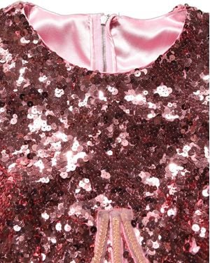Dolce & Gabbana Pink Long Sequined Corset Detailing Gown Dress - Red