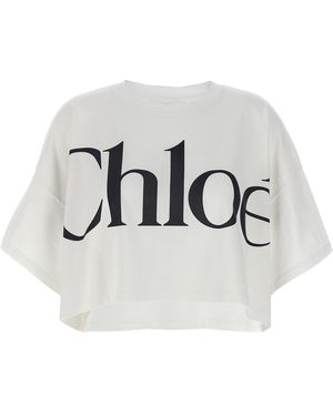 Chloé Logo Crop T-Shirt Cotton - Gray