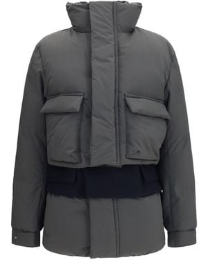 Sacai Double Padded Jacket With Zip Closure Polyester Down - Grey