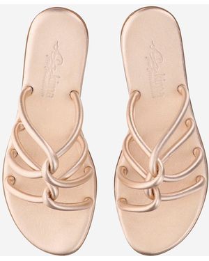 Kima Leather Sandals With Rhinestones - Brown