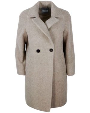 Barba Napoli Double-Breasted Coat Made Of Soft And Precious Alpaca And Wool With Side Pockets And Button Closure - Grey