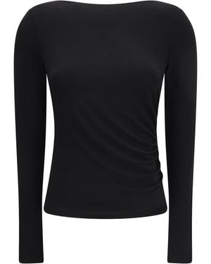Max Mara Long-Sleeve Ruched Top - Black