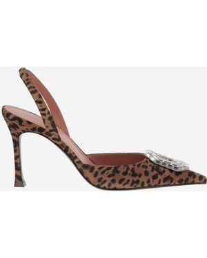 AMINA MUADDI Camelia Suede Slingback - Brown