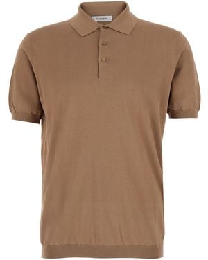 Kangra Polo Shirt With Classic Collar And Ribbed Finishes - Brown