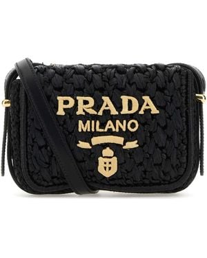 Prada Raffia Crossbody Bag - Black