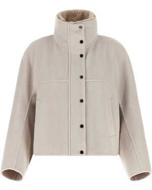 Brunello Cucinelli Virgin Wool And Cashmere Blend Coat - Natural
