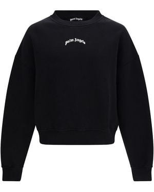 Palm Angels Back Curved Logo Sweatshirt - Black