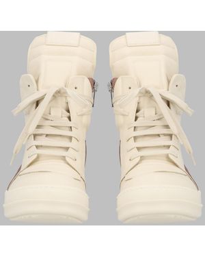 Rick Owens Off- Cow Leather High-Top Trainers - Natural