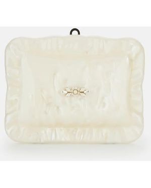 Simone Rocha Pearl Crossbody Pillowcase Bag W/ Emb - Natural