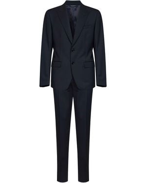 Dolce & Gabbana Dark Stretch Gabardine Martini Light Single-Breasted Suit - Blue