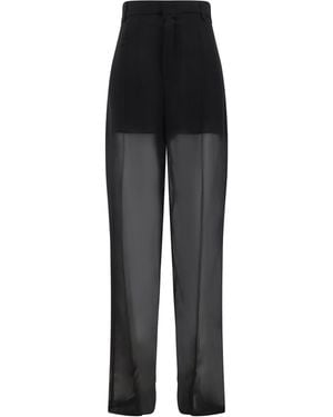 Blumarine Semi-Sheer Georgette Trousers - Black