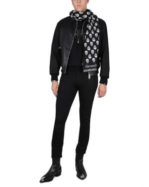 McQueen Jersey With Logo Embroidery Wool Jumpers - Black