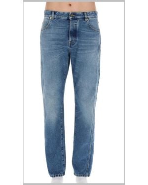 Balmain Jeans Straight Denim Cotton - Blue