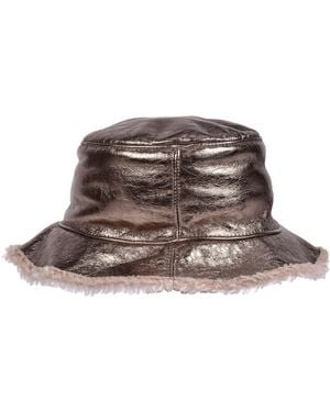 Brunello Cucinelli Bamboo Bronze Foil Bucket Hat - Brown