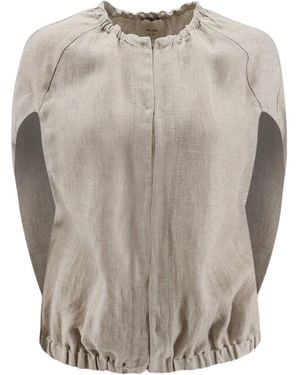 Alysi Délavé Linen Sleeveless Jacket - Gray