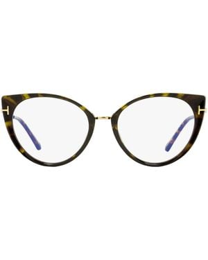 Tom Ford Tf5815B Block Eyeglasses 052 Havana- 54Mm Ft5815 Plastic (Injected)/Metal - Black
