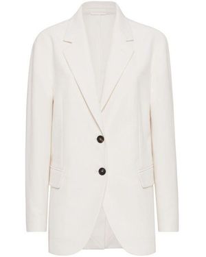 Brunello Cucinelli Off Linen Blend Blazer - White