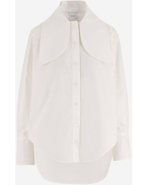Patou Cotton Blouse With Knotted Collar Organic Shirt - White