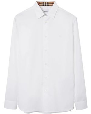 Burberry Long-Sleeved Button-Up Cotton Shirt - White